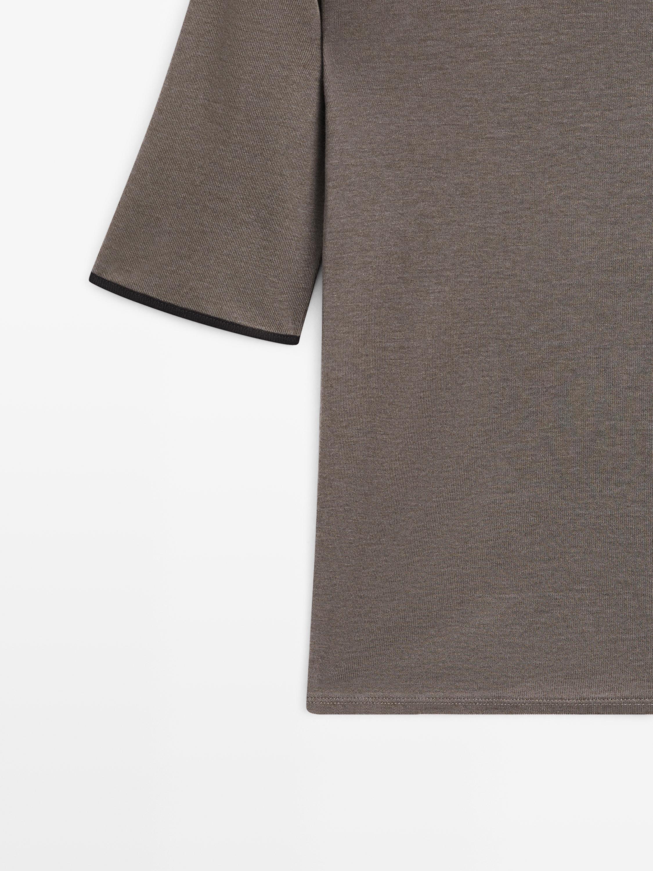 Wool blend T-shirt with contrast detail